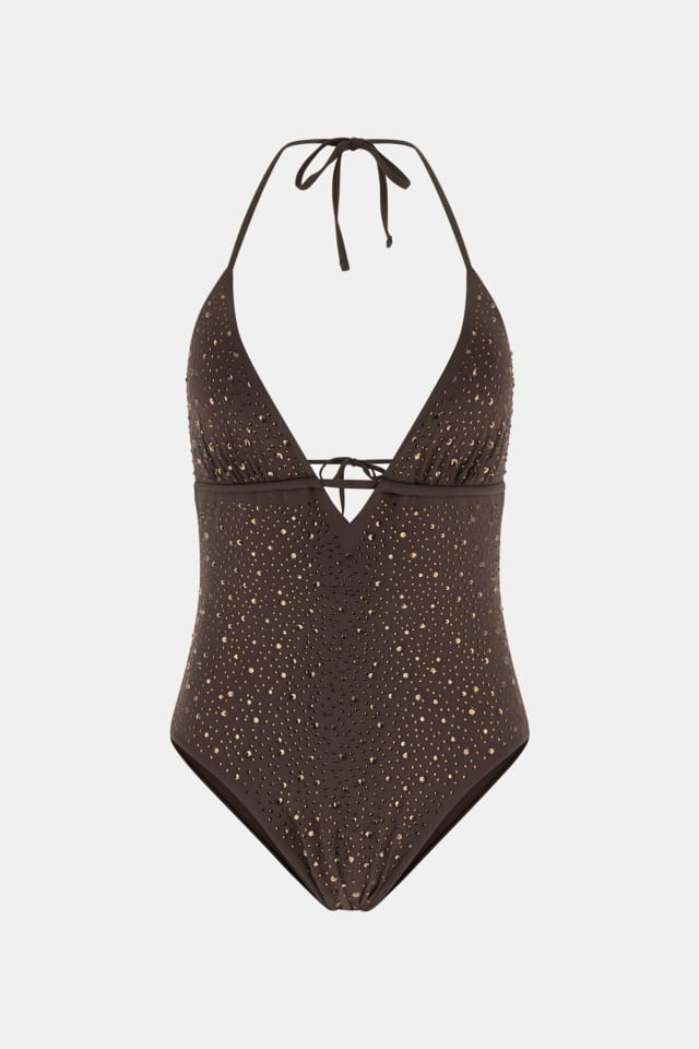 Rhinestones éénstuk zwempak