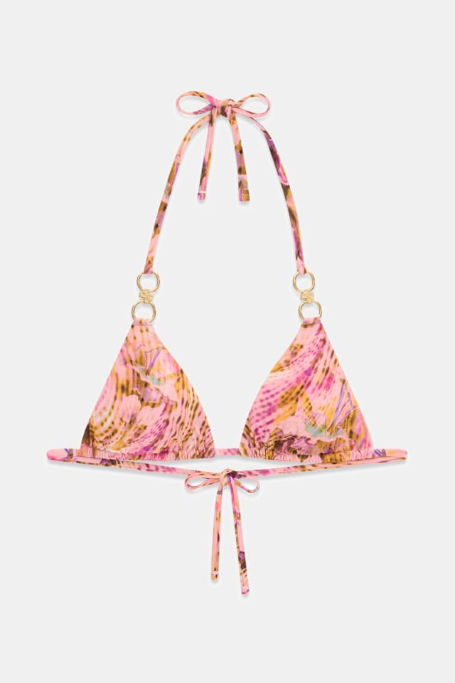 Top de biquíni triangular estampado