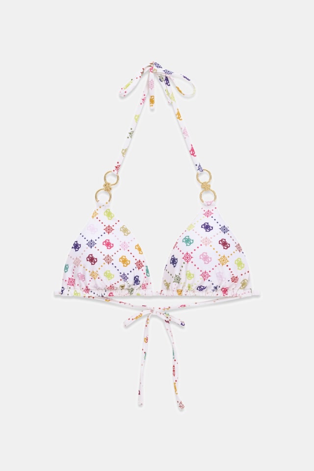 Top de bikini triangular estampado