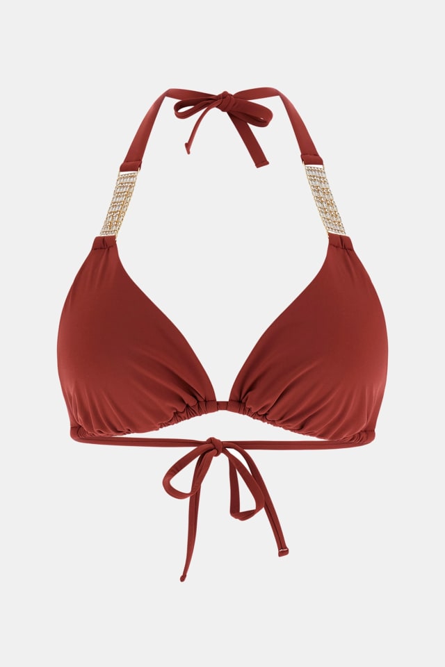 Top de bikini triángulo con joyas