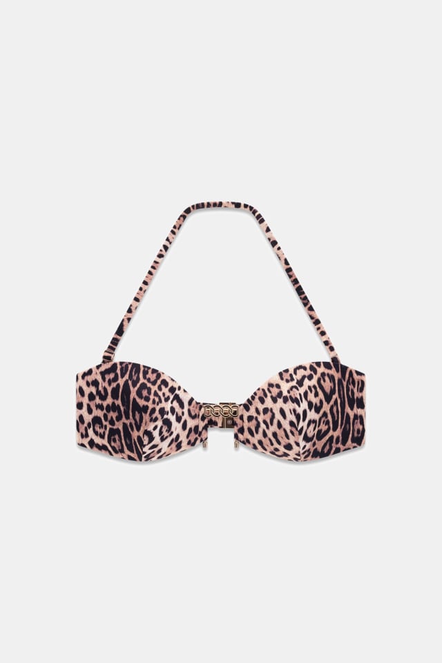 Top de biquíni bandeau com estampa animalier
