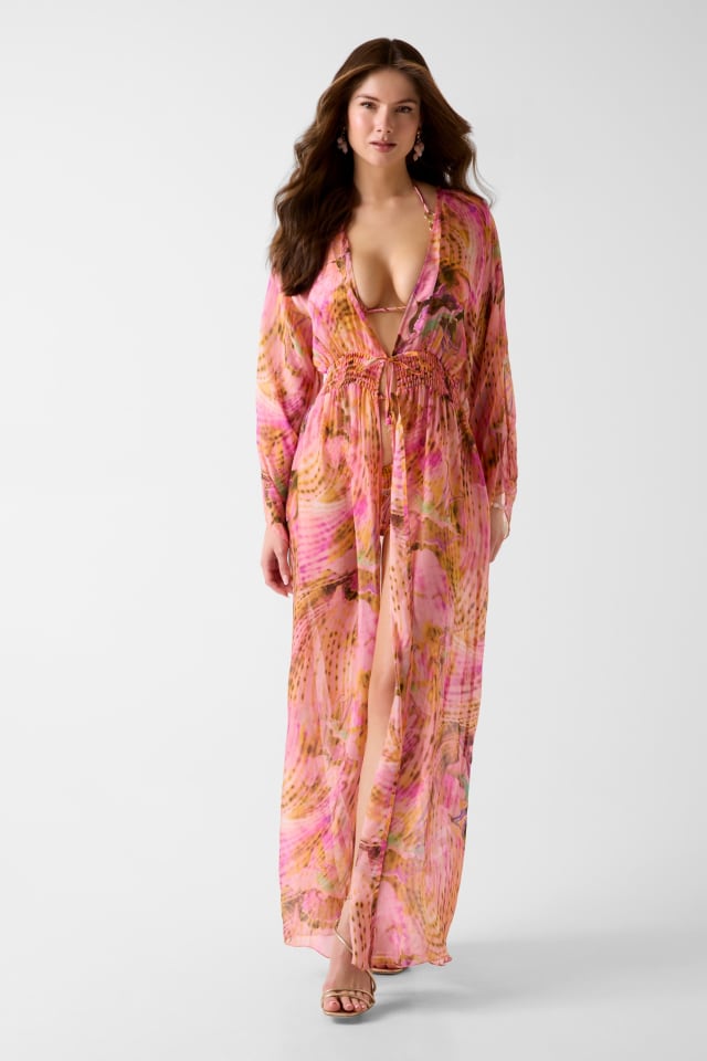 Kimono de mezcla de seda