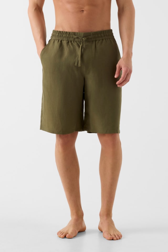 Linen-blend shorts