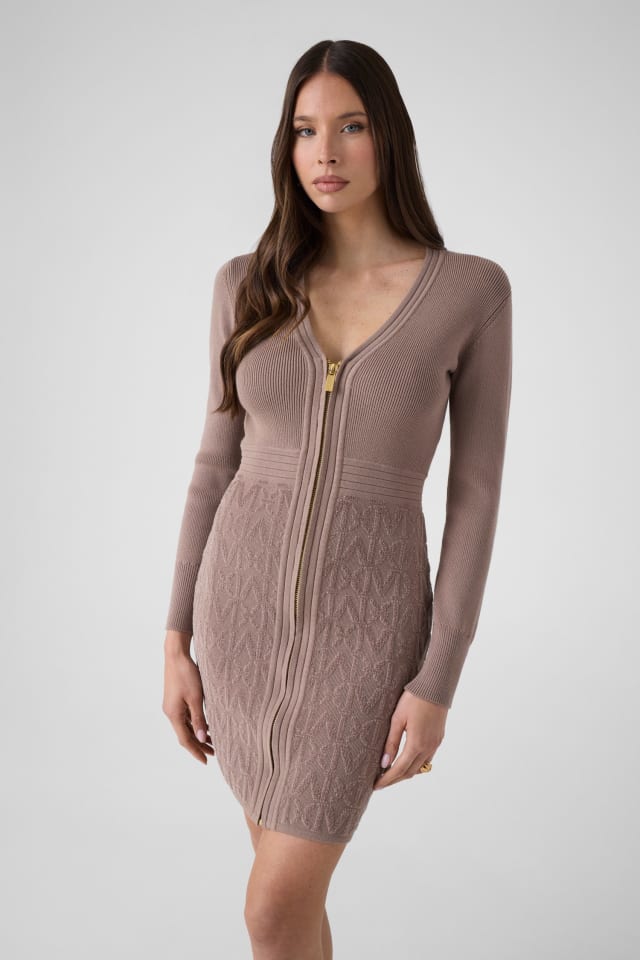 Vestido curto Marciano com zíper frontal