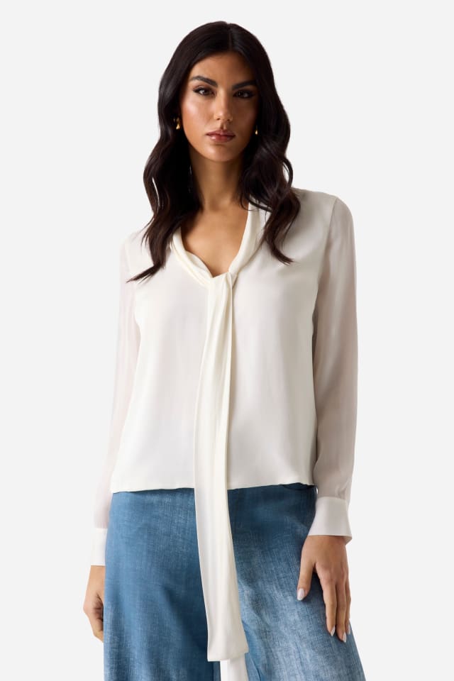 Blusa con detalle de foulard Marciano