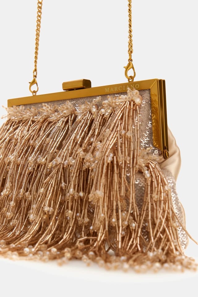 Bolso de mano con flecos de perlas Marciano