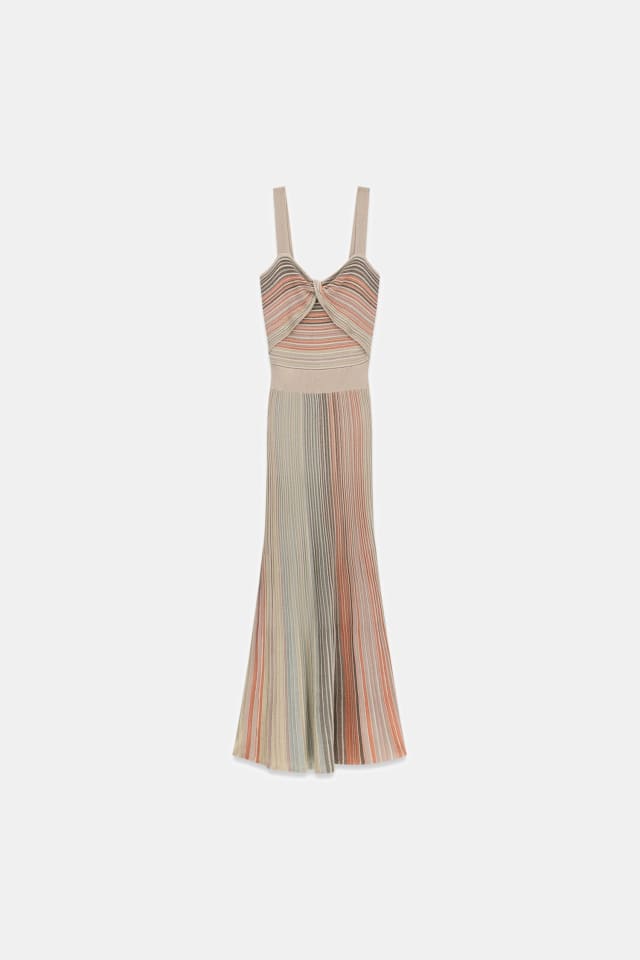 Marciano listrado midi vestido