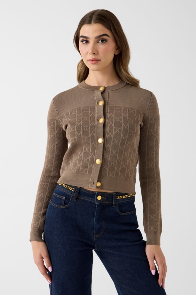 Cardigan con monograma Marciano