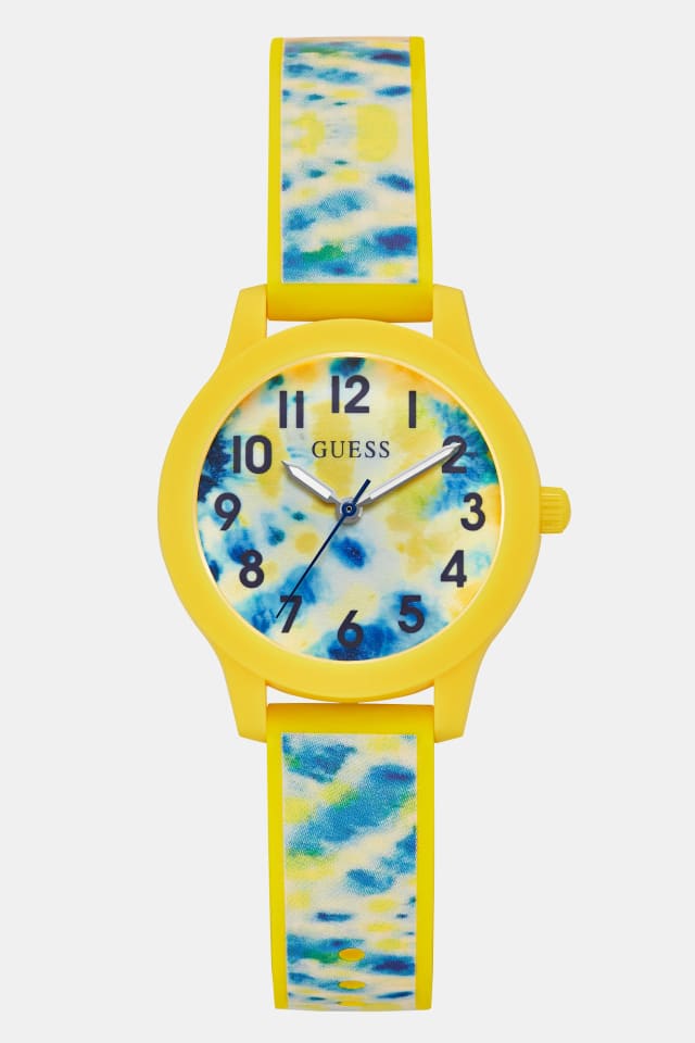 Relógio em silicone com estampado tie-dye