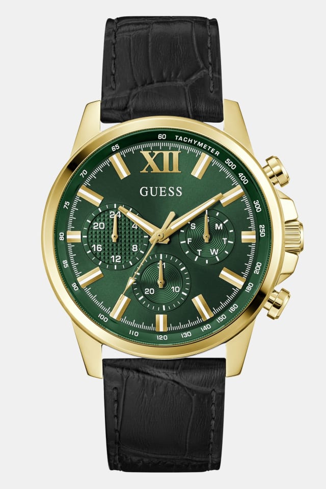 Leather multi-function watch 44 mm