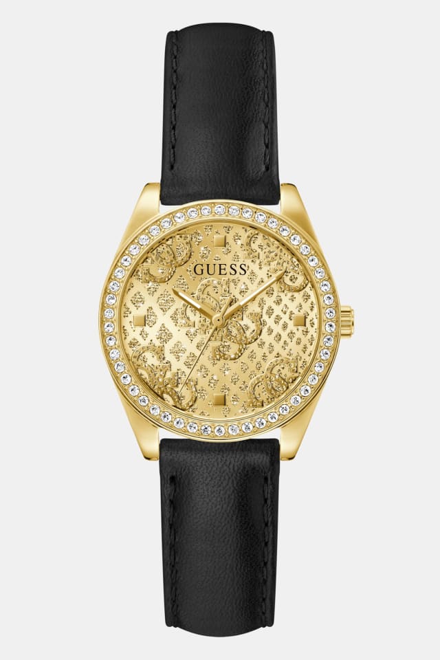 Reloj analógico de piel auténtica con cristales 32 mm