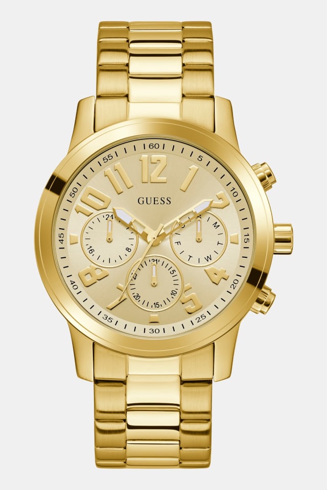 Relógio multifunções de aço inoxidável 44 mm