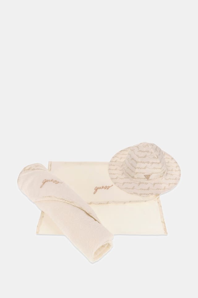 Conjunto de balde, bolsa e toalha