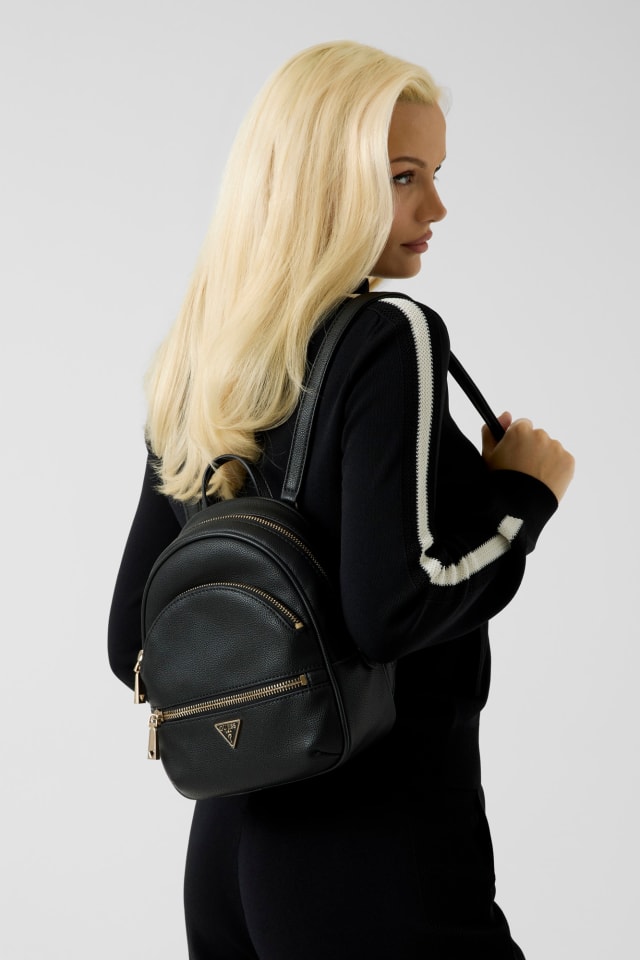 guess detailed mini backpack size Factory Evan Color-Block Crossbody coordinating interior lining Guess Mini Backpack. - Gem