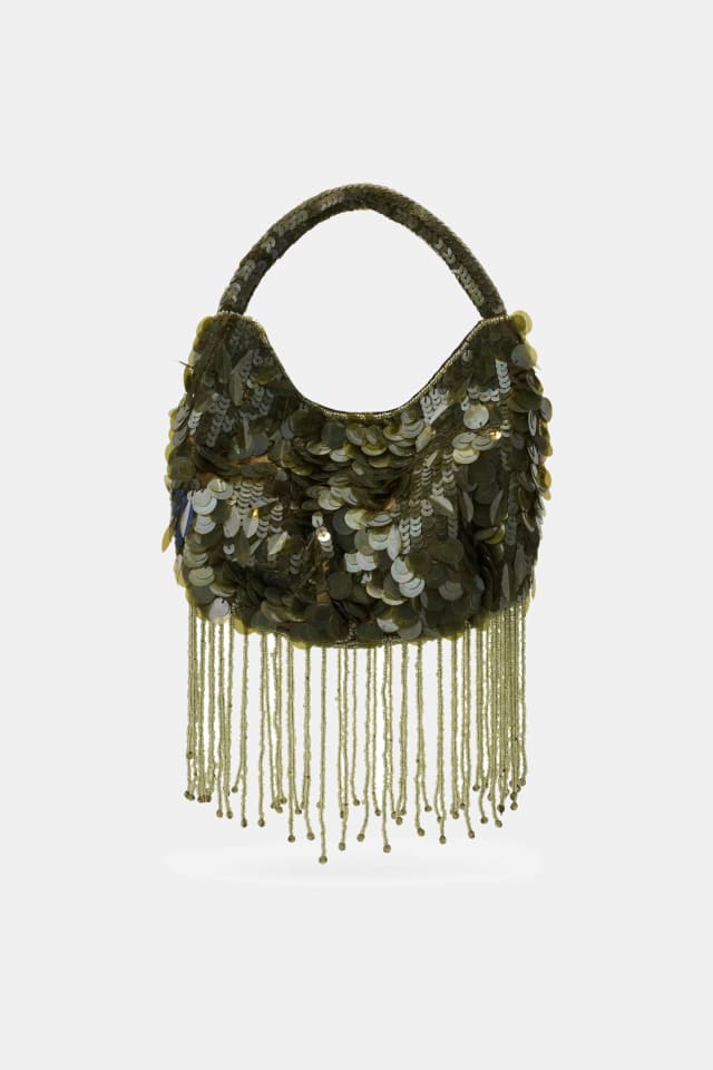 Bolsa com franjas de cristal