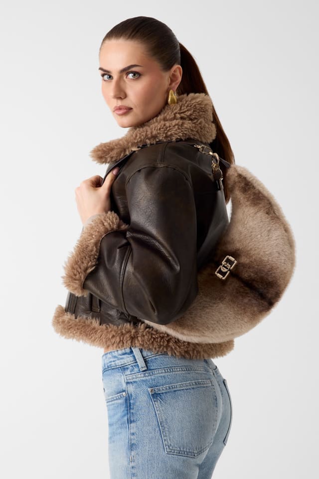 GUESS® Mavis Suni Kürk Hobo Çanta Kadın