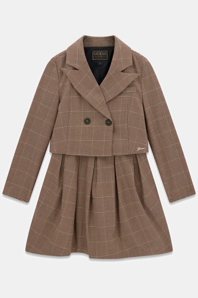 Conjunto de blazer e vestido xadrez
