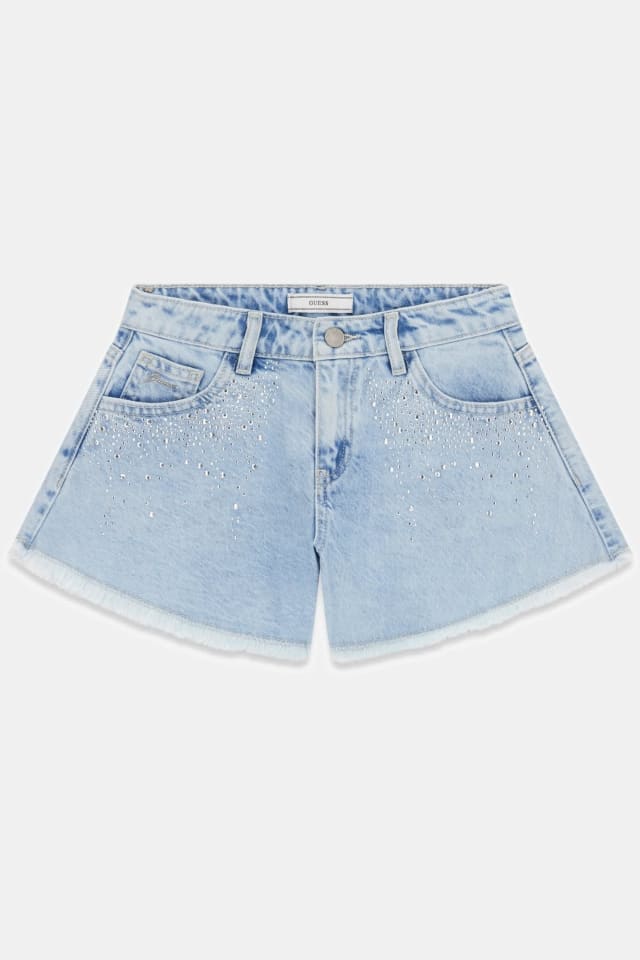 Shorts de denim com strass