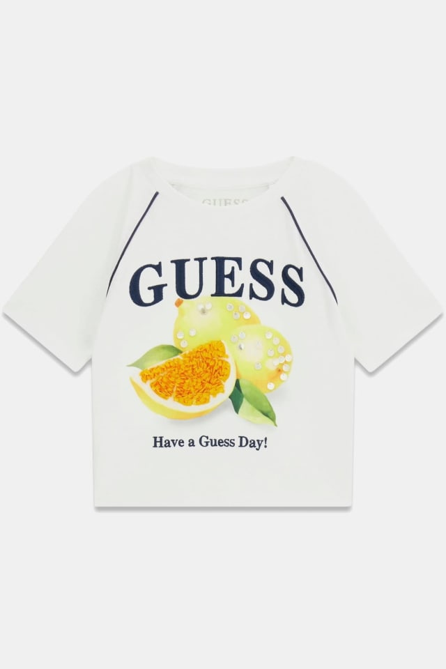 Camiseta com logo de lantejoulas