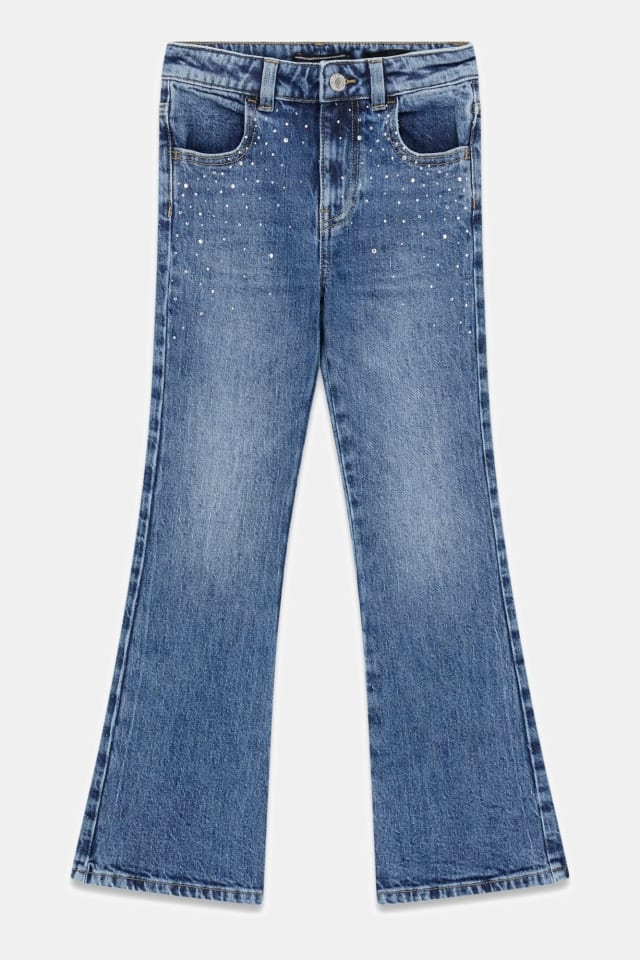 Jeans com strass Flare-leg