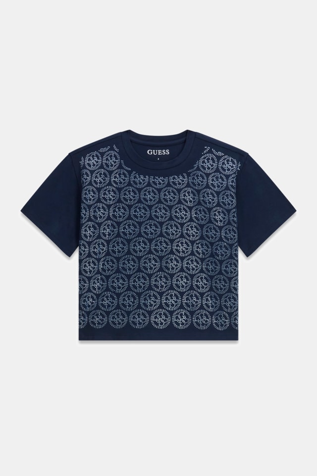 T-shirt com logo de strass