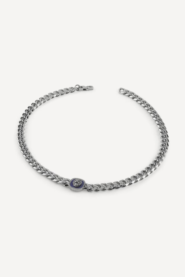 Guess Collana Donna Acciaio Logo 4 G e Cristallo Bianco JUBN01120JWRHCLT/U Stainless Gioiellerie