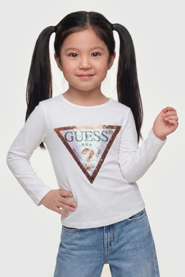 Camiseta con logotipo triángulo con lentejuelas