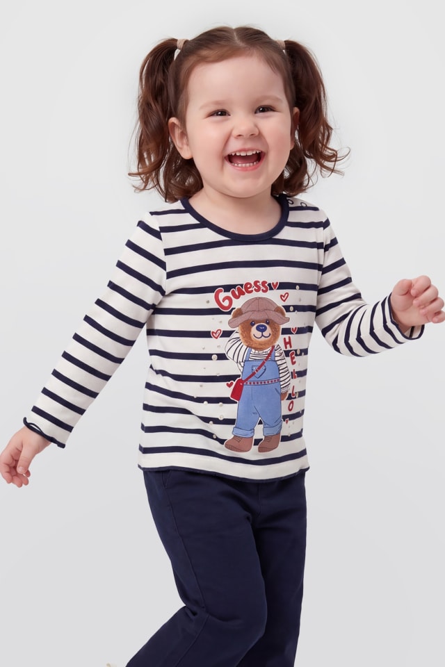 T-shirt a righe stampate
