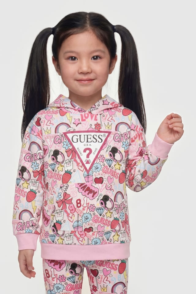 Vestido com capuz estampado