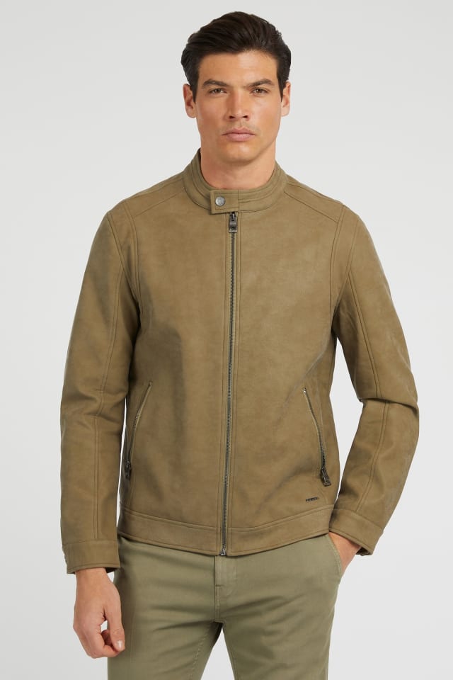 Faux suede biker jacket