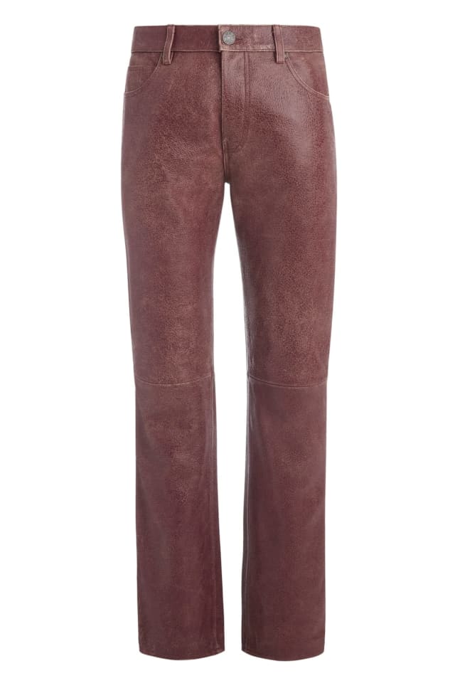 Pantalón acampanado de piel de talle medio
