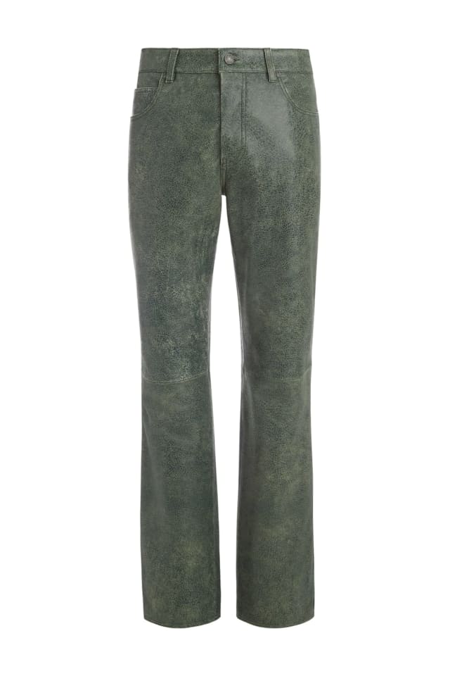 Pantalón acampanado de piel de talle medio