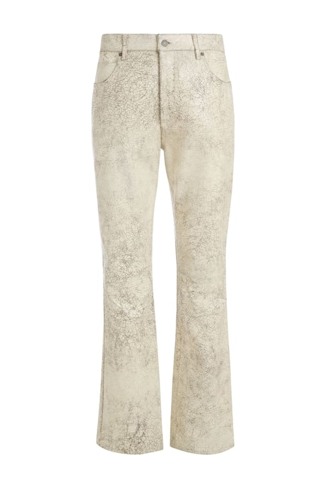 Pantalón acampanado de piel de talle medio