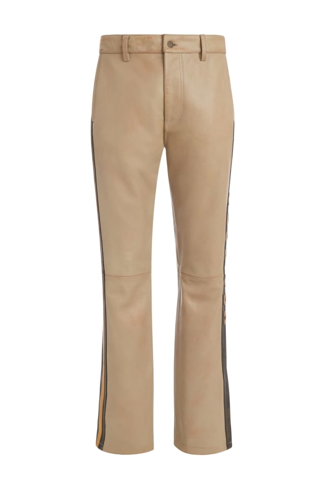 Pantalón acampanado de piel de talle medio