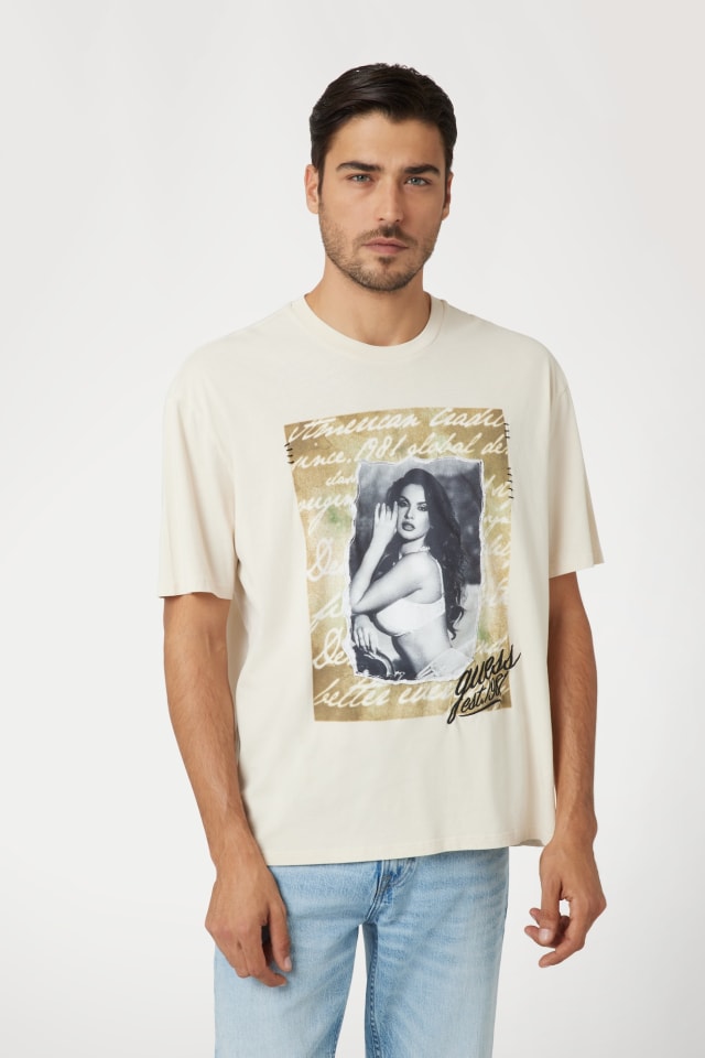 T-shirt estampado à frente