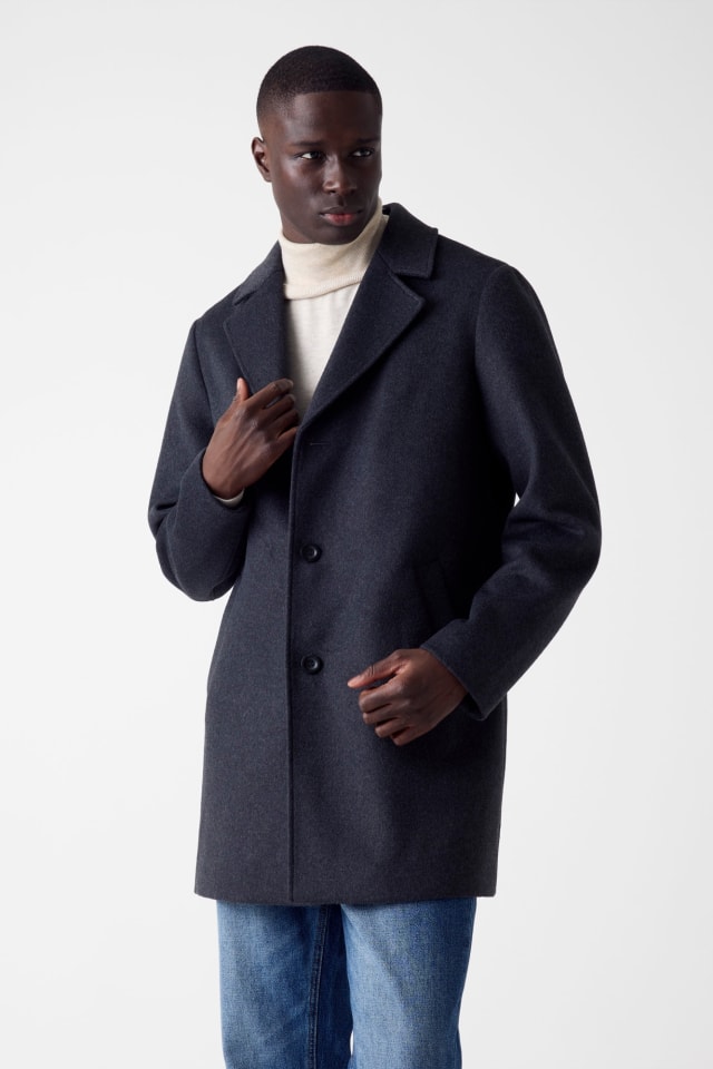 Melton wool-blend fitted coat
