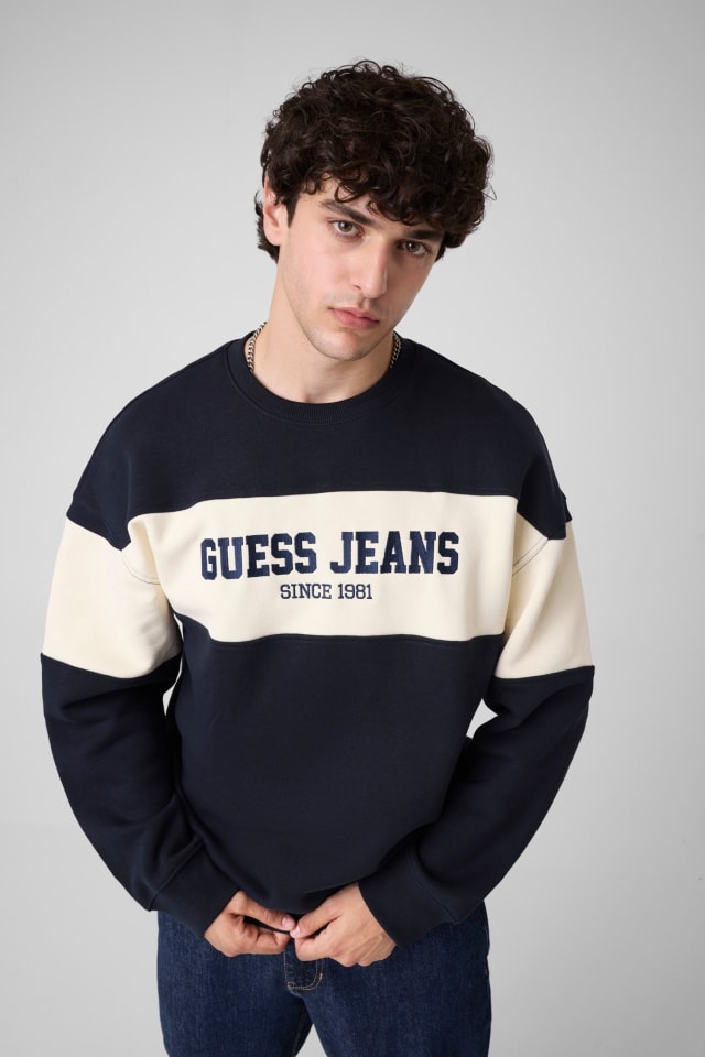 Sweatshirt com gola redonda e faixa horizontal