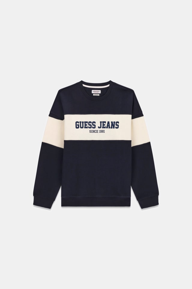 Sweatshirt com gola redonda e faixa horizontal