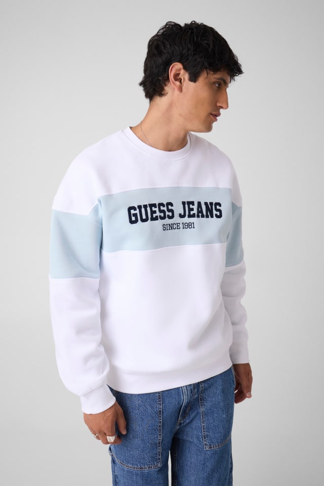 Sweatshirt com gola redonda e faixa horizontal