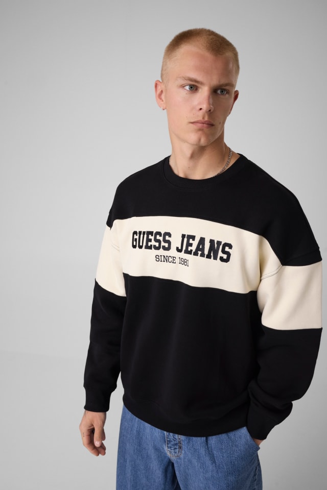 Sweatshirt com gola redonda e faixa horizontal