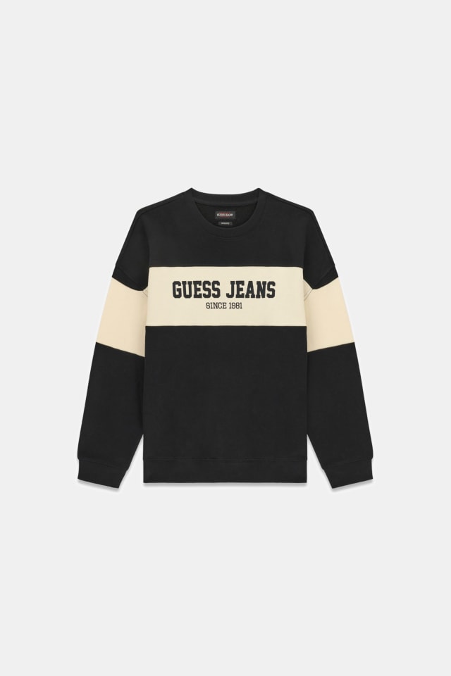 Sweatshirt com gola redonda e faixa horizontal