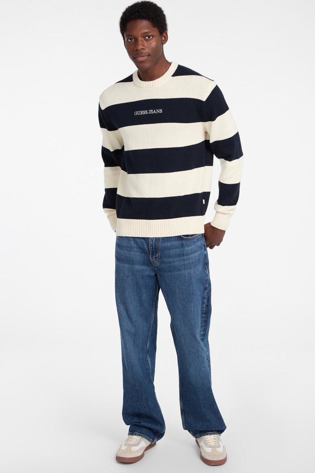 Striped Embroidered Logo Sweater Men | GUESS Jeans®