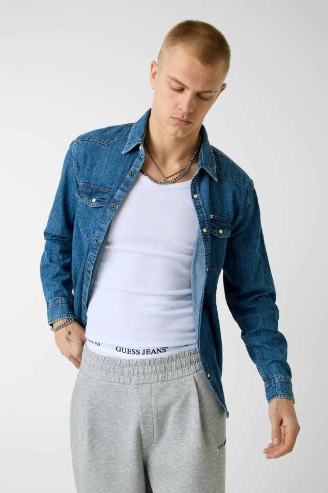 Camisa vaquera de manga larga corte slim