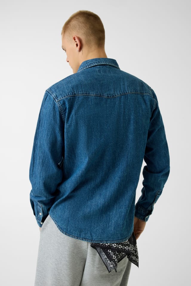 Slim Long-Sleeve Denim Shirt