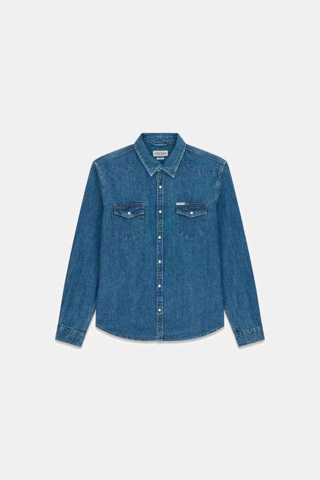 Camisa vaquera de manga larga corte slim