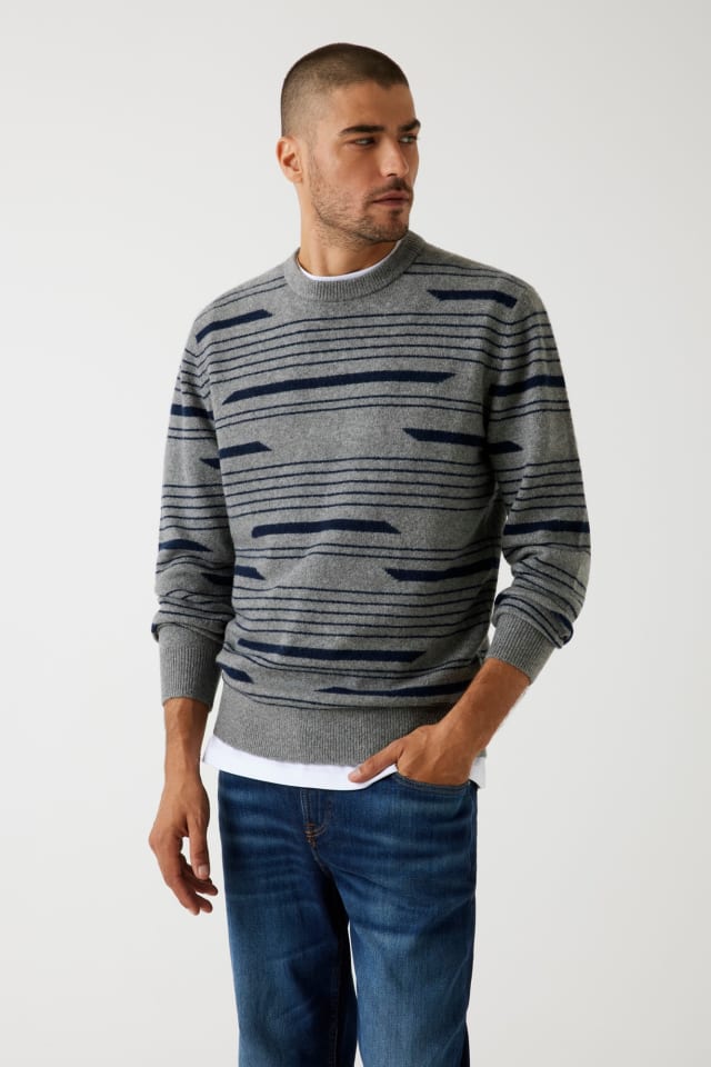Gestreifter Wollmix-Pullover