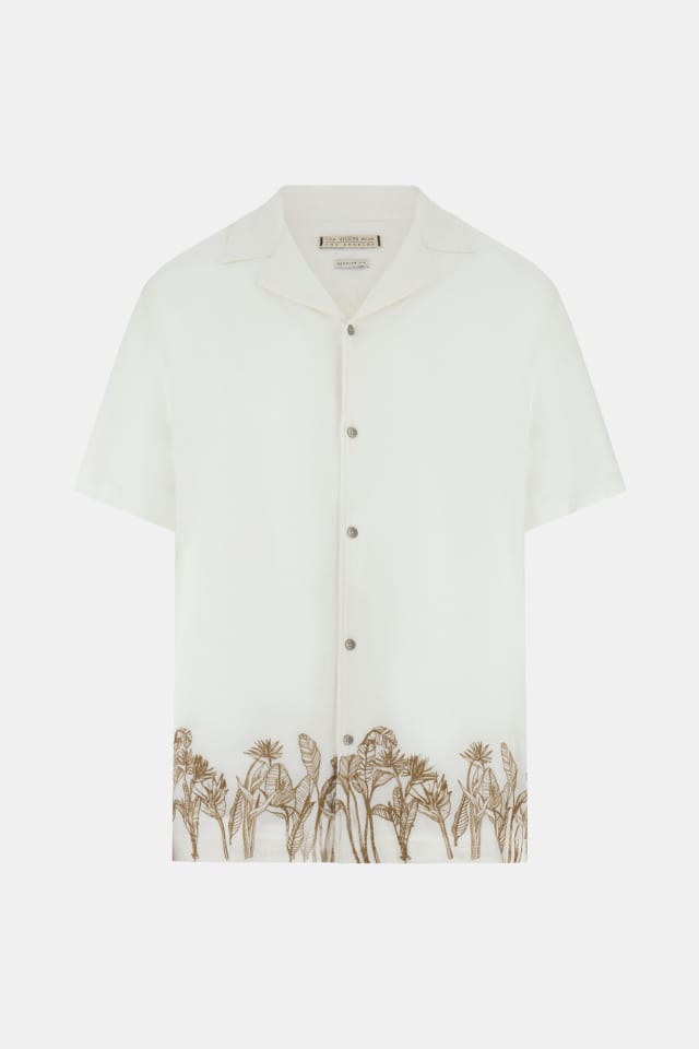 Camisa bowling em mistura de linho