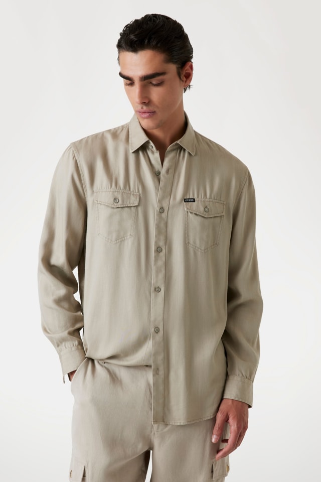 Camicia regular in lyocell