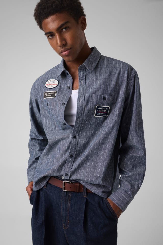 Camisa quadrada em mistura de linho