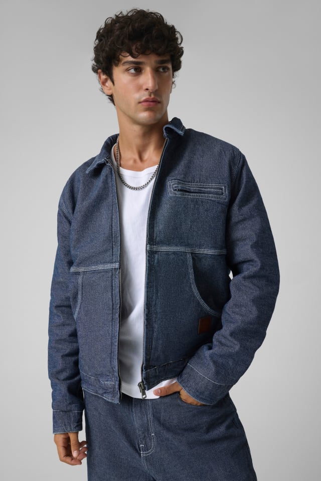 Jaqueta jeans com zíper